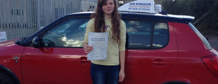Vashti passed Driving Test First time with No minors.
