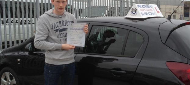 James passed his driving test first time.