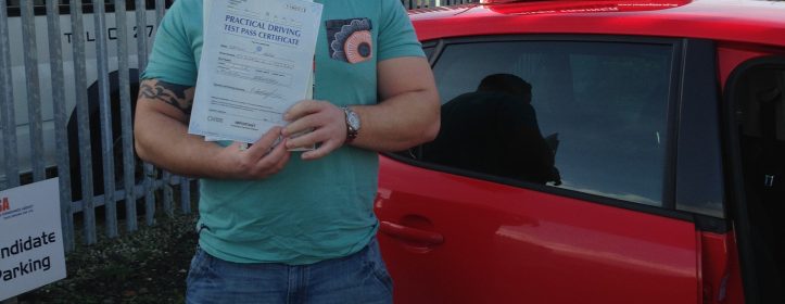 New Dad Sam Horn passed his driving test last Wednesday 1st time.