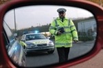 police man in mirror