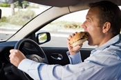 Driving while eating doubles reaction time  