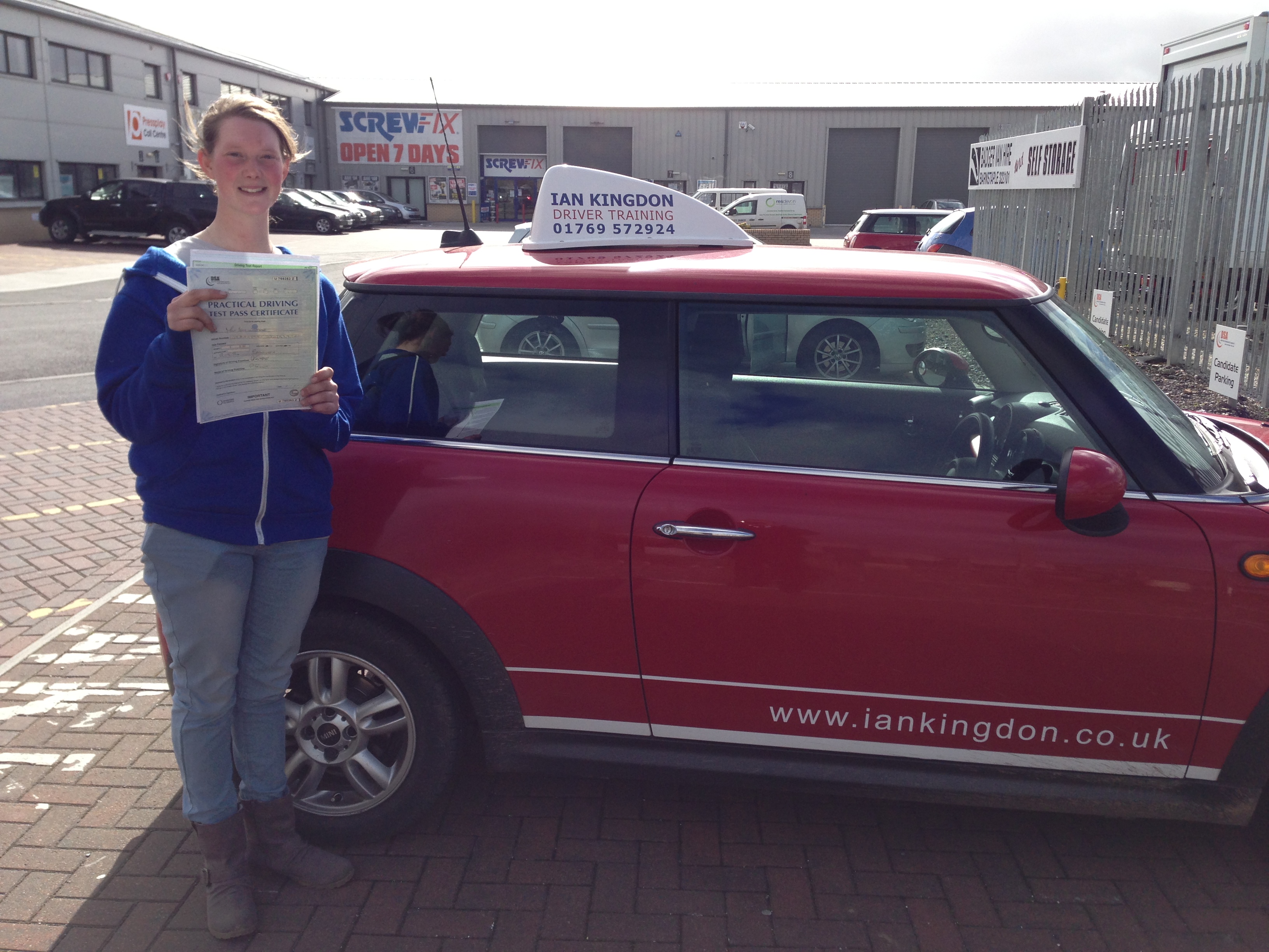 Amy passed her Driving Test last week.