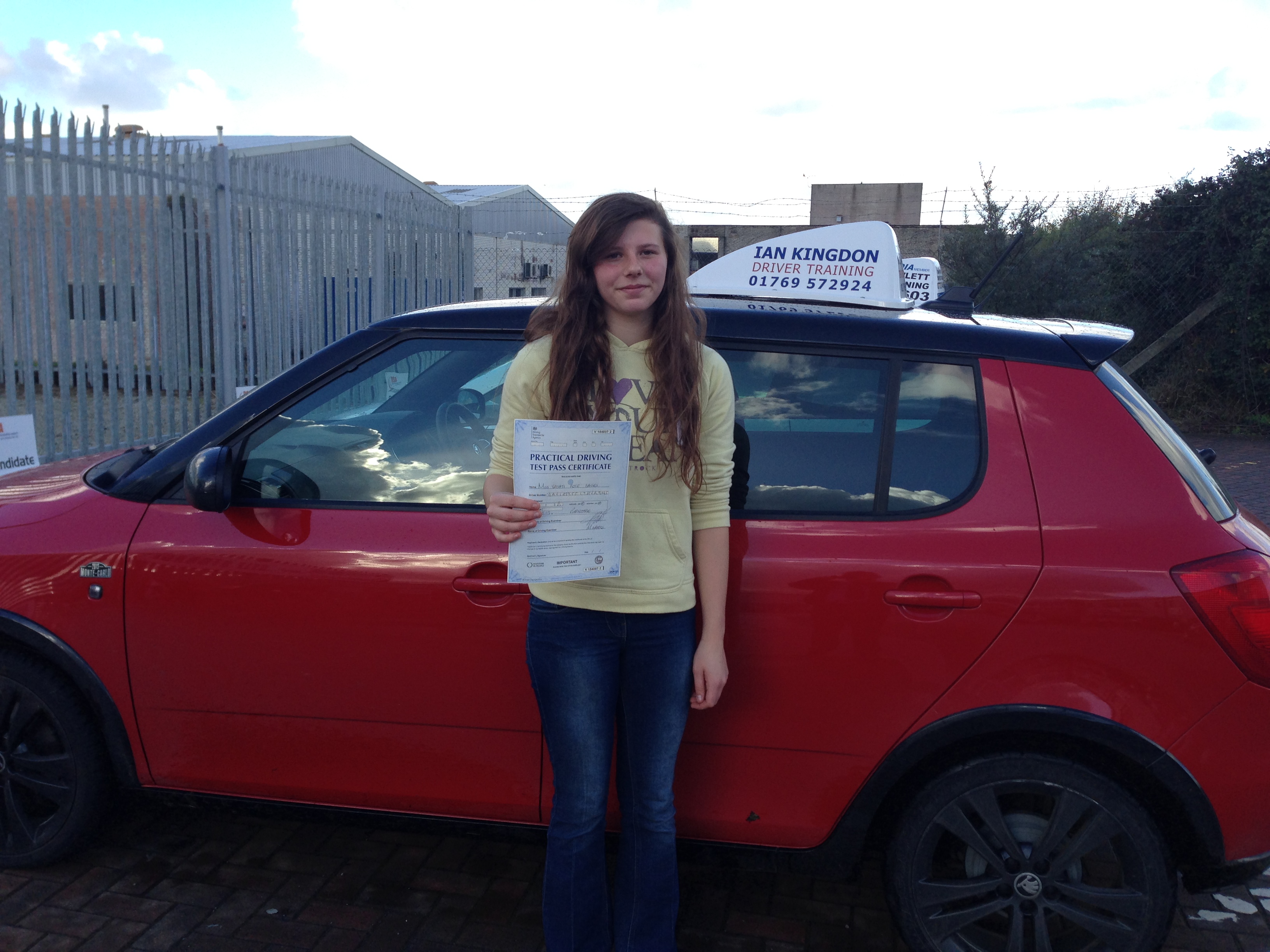 Vashti passed Driving Test First time with No minors.